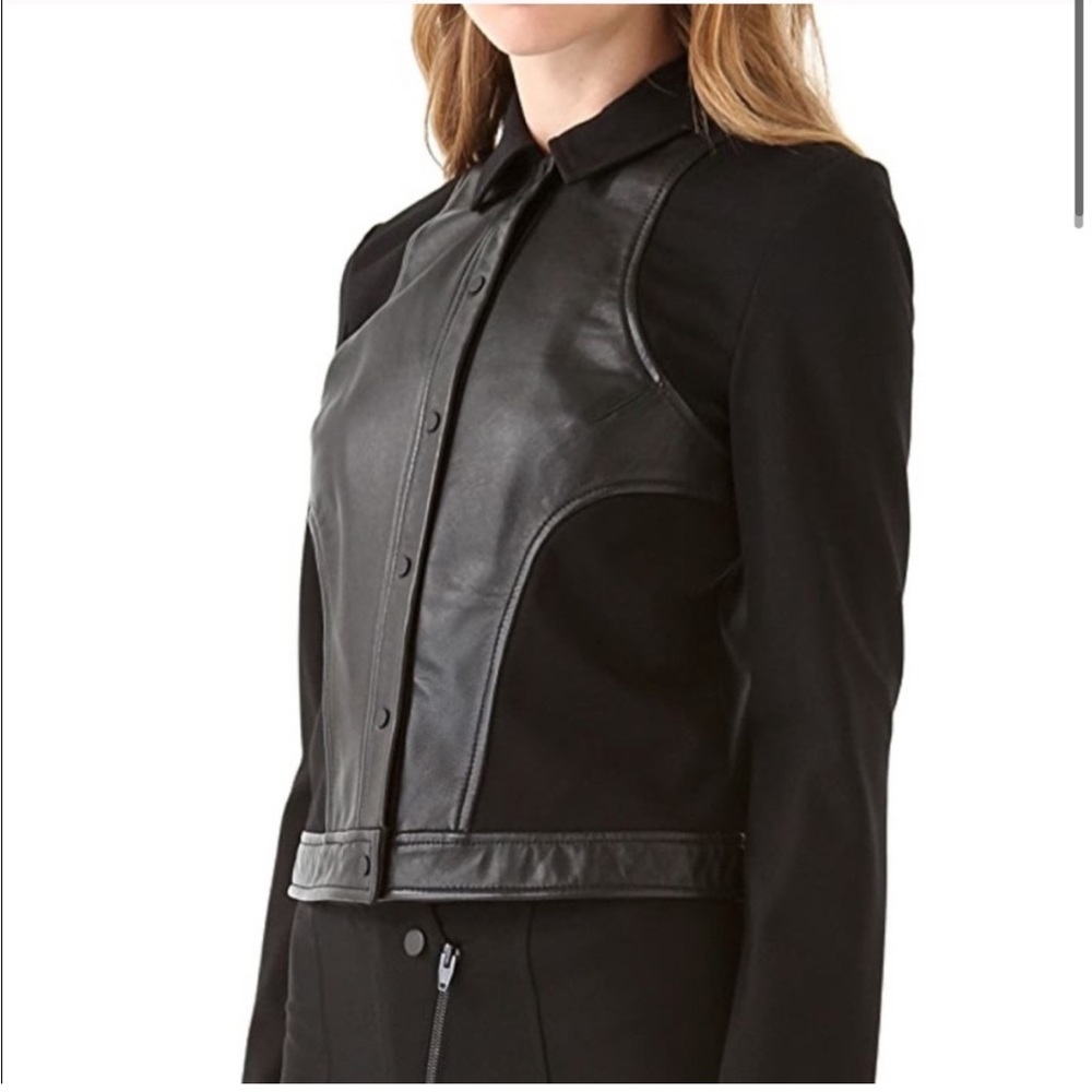 T by Alexander Wang Leather Black Long Sleeve Jacket Size Medium